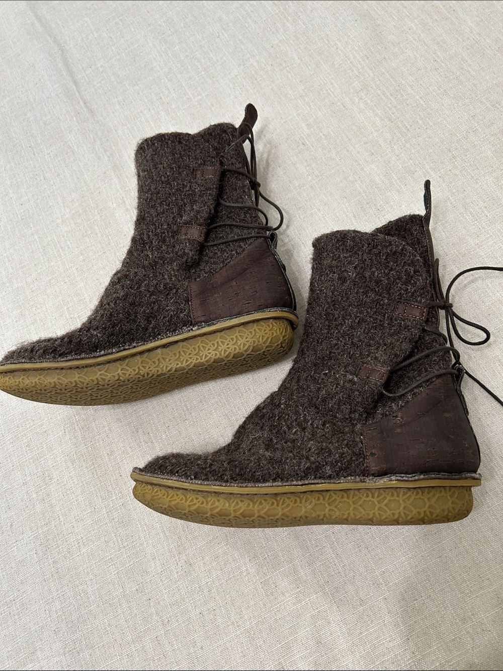 Po Zu Piper V Dark Brown "Rey" Boots Wool Blend Lace-Up Ankle Cosplay Women's 38 - Picture 10 of 12